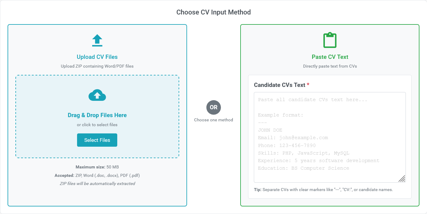 Ai Shortlisting Interface